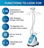 White Standing Garment Steamer with Adjustable Pole & Hanger