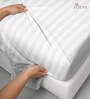 White Stripe 300 TC Cotton Super King Sized Bedsheet with 2 Pillow Covers