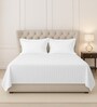 White Stripe 300 TC Cotton Super King Sized Bedsheet with 2 Pillow Covers