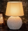 White Table Lamp With Modern Design With Fabric Lampshade Ceramic Base