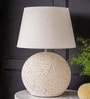 White Table Lamp With Modern Design With Fabric Lampshade Ceramic Base