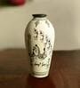 White Terracotta Handpainted Warli Tapered Shaped Vase