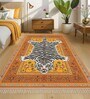 White Tiger Multicolor Printed Polyester 3 X 5 Feet Machine Made Carpet