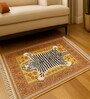 White Tiger Multicolor Printed Polyester 3 X 5 Feet Machine Made Carpet