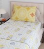 White Traditional 125 TC Microfibre Single Size Bed Sheets with 1 Pillow Cover Ivy  Collection