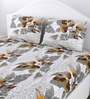 White Floral 140 Tc Cotton 1 King Size Bedsheet With 2 Pillow Covers