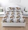 White Floral 140 Tc Cotton 1 King Size Bedsheet With 2 Pillow Covers