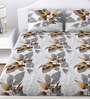 White Floral 140 Tc Cotton 1 King Size Bedsheet With 2 Pillow Covers