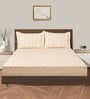 Beige Traditional 200 TC Cotton King Sized Bedsheet with 2 pillow cover
