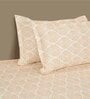 Beige Traditional 200 TC Cotton King Sized Bedsheet with 2 pillow cover