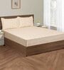 Beige Traditional 200 TC Cotton King Sized Bedsheet with 2 pillow cover