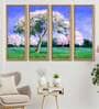 White Tree Multicolour Canvas Framed Landscape Art Panel Set of 4