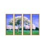 White Tree Multicolour Canvas Framed Landscape Art Panel Set of 4