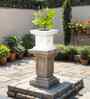White TULISI Marble Square Shaped 1 Planter
