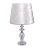 White Velvet Shade Table Lamp with Faceted Crystal Glass Base