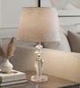 White Velvet Shade Table Lamp with Faceted Crystal Glass Base