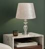White Velvet Shade Table Lamp with Faceted Crystal Glass Base