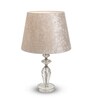 White Velvet Shade Table Lamp with Faceted Crystal Glass Base