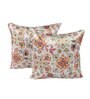 White Velvet Floral 16x16 inches Cushion Covers (Pack of 2)