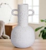 White Vertical Channel Tufting Ceramic Amphora Shaped Vase