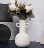 White Vertical Channel Tufting Ceramic Amphora Shaped Vase
