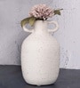 White Vertical Channel Tufting Ceramic Amphora Shaped Vase