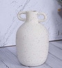 White Vertical Channel Tufting Ceramic Amphora Shaped Vase
