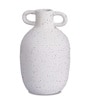 White Vertical Channel Tufting Ceramic Amphora Shaped Vase