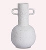 White Vertical Channel Tufting Ceramic Amphora Shaped Vase