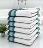 White Patterned 210 GSM Cotton Bath Towels (Set of 6)