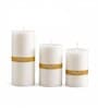White Wax Pillar Candles Set Of 3