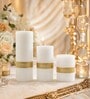 White Wax Pillar Candles Set Of 3