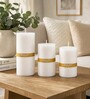 White Wax Pillar Candles Set Of 3