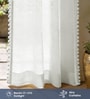 White with pom pomSolid Polyester Curtains for Long Door Pack of 2