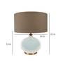 White Womb Wheat Brown Fabric Shade Table Lamp with White Base