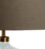 White Womb Wheat Brown Fabric Shade Table Lamp with White Base