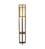 Charlotte White Cloth Shade Shelf Floor Lamp With Mango wood Base