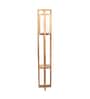 Charlotte White Cloth Shade Shelf Floor Lamp With Mango wood Base