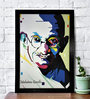 White Wood "Abstract Mahatma Gandhi" Textured Paper Scratch & Dust Proof Framed Art Print