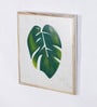 White Wood And Marble Big Leaf Hand Painted Wall Accent