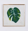 White Wood And Marble Big Leaf Hand Painted Wall Accent