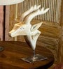 Deer Down Face White Wood Figurine