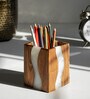 Moon Mist White Wood Epoxy Pen Holder