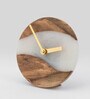 White Wood-Epoxy Moon Mist Table Clock