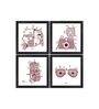 White Wood Framed Art Print Set of 4