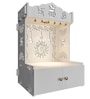 White Wooden Wall Mounted Temple with Engraved Om & Swastik Design Pooja Mandir for Home