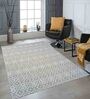White Geometric Wool 4 ft x 6 ft Hand Woven Carpet