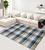 White Geometric Wool 5 ft x 7 ft Hand Woven Carpet
