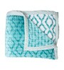 Blue Wool Geometric 350 GSM Premium Double bed blanket