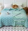 Blue Wool Geometric 350 GSM Premium Double bed blanket